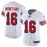 Women Nike 49ers 16 Joe Montana White Color Rush Vapor Untouchable Limited Jersey,baseball caps,new era cap wholesale,wholesale hats